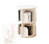 2/3/4/5 Tier Rotating Bookshelf,360° Revolving Bookcase Corner Wood Board Bookcase,Stackable Bookshelf Organizer Display Cabinet for Small Space Study Bed Room,White,46 * 68cm