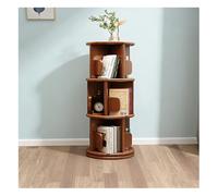 2/3/4/5 Tier Rotating Bookshelf Tower,360° Revolving Bookcase with Bookends,Round Display Storage Rack,Wood Floor Standing Book Shelf for Small Space Bedroom,B,3 Tier 15.7×15.7×38.5in
