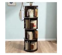 2/3/4/5 Tier Rotating Bookshelf Tower,360° Revolving Bookcase with Bookends,Round Display Storage Rack,Wood Floor Standing Book Shelf for Small Space Bedroom,B,4 Tier 15.7×15.7×51.1in