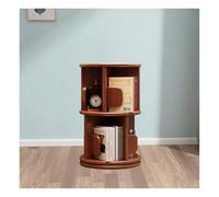 2/3/4/5 Tier Rotating Bookshelf Tower,360° Revolving Bookcase with Bookends,Round Display Storage Rack,Wood Floor Standing Book Shelf for Small Space Bedroom,B,2 Tier 15.7×15.7×26.3in