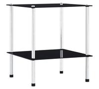 Vidaxl 2-Tier Shelf Black 40X40X47 Cm Tempered Glass
