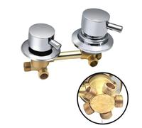 2/3/4/5 Way Steam Shower Diverter Valve, Solid Brass Cold & Hot Water Mixer Bathroom Faucet Tap with Steam Generator Water Inlet, Bathtub Tap for Shower Cabin/Steam Room (10cm,Thread 5-Way)