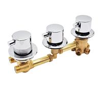 2/3/4/5 Ways Outlet Brass Mixing Valve Diverter Thermostatic Shower Faucets G1/2 Screw Tap Thread Temperature Mixer Control Screw, for Bathroom, Brass Cartridge, Auto-Thermostat (5 Output 10cm)