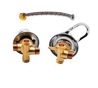 2/3/4/5 Ways Outlet Tap Shower Mixer Faucet Brass Intubation/Screw Thread Connector Separate Splitter Ceramic Valve Core for Sauna Spa Bath Room, 30cm Connection Tube(3 Output,Thread)