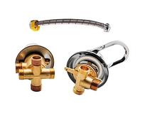 2/3/4/5 Ways Outlet Tap Shower Mixer Faucet Brass Intubation/Screw Thread Connector Separate Splitter Ceramic Valve Core for Sauna Spa Bath Room, 30cm Connection Tube(4 Output,Thread)