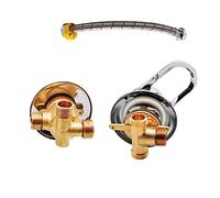 2/3/4/5 Ways Outlet Tap Shower Mixer Faucet Brass Intubation/Screw Thread Connector Separate Splitter Ceramic Valve Core for Sauna Spa Bath Room, 30cm Connection Tube(2 Output,Thread)