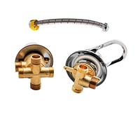 2/3/4/5 Ways Output Brass Screw Thread Connector Separate Ceramic Valve Core Shower Cold and Hot Diverter Mixer Faucet, Send 30cm Connecting Pipe, for Steam Room Sauna Spa Bathroom (Set 4 Output)