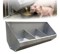 2 3 4 6 7 8 Hole Pig Feeder, Large Stainless Steel Hog Trough for Fattening Pigs, Indoor/Outdoor Use with Separated Fence Mount, Prevent-Waste Animal Bowls 0.7meter/2hole