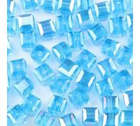 2 3 4 6 8mm Square Shape Austrian Crystal Beads Square Glass Loose Spacer Bead for Jewelry Bracelet Necklace Making DIY-Lake Blue-7mm 30Pcs 1 Pack
