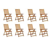 vidaXL Folding Garden Chairs 8 pcs Solid Acacia Wood