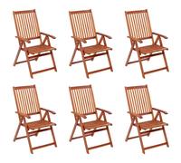vidaXL 6x Solid Acacia Wood Folding Garden Chairs Wooden Outdoor Dining Seat