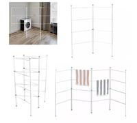 2 3 4 Fold Airer Clothes Drying Rack Hanger Folding Laundry Foldable Section Horse Indoor Outdoor Patio Metal White (2 Fold Rack)