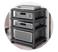 2/3/4-layer HIFI Audio Cabinet HiFi Rack AV Shelf 4-Tiers MDF TV Stand Unit Audio-visual Room Equipment Amplifier Cabinet With Shock-absorbing Nails (Color : Black-B, Size : 40 * 35 * 45cm(4