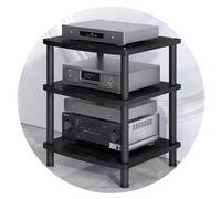 2/3/4-Layer HIFI Audio Cabinet Wood Shelves For Turntable Record Player DVD Stand Audio Rack With Shock-absorbing Feet Power Amplifier Shelf Equipment Cabinet(Black,60 * 54 * 66cm(3Tier))