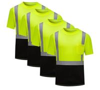 2/3/4 Pack Hi Vis T Shirts for Men, High Visibility Short Sleeve Shirt with Pocket, Reflective Tape Security Workwear Regular Fit Work Utility Tshirts Lightweight Safety Tops Breathable Pullover Top
