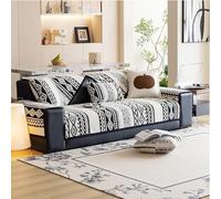 2/3/4 Seater Couch Cover for Sectional Sofa, Couch Cover Non-slip Thickened Sofa Cover, Comfortable Cotton Washable Furniture Protector(Black,45x45cm)