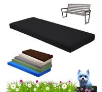 2, 3 & 4 Seater Garden Bench Pad | Patio Pub Furniture seat Cushion | Weather & Water Resistance Fabric, Soft Non-Slip Rectangle Comfortable | Outdoor/Indoor | Removable Zip Cover (Black, 2 Seater)