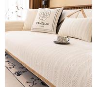 2/3/4 Seater Sofa Cover, Fishbone Line Chenille Slipcover for Couch, All-Season Couch Covers for Dogs and Kids, Non-Slip Seat Cushion Cover, Loveseat Covers L Shaped Sofa Protector wi Beige 120*160cm