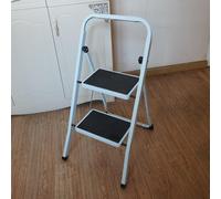 Gr8 Home 2 Step Ladder Folding Stool Non Slip Tread Heavy Duty Steel Foldable Home Diy, White