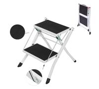 2, 3 & 4 Step Ladder, Portable Folding Heavy Duty Ladder, Steel Step Ladder Stool, Non-Slip Steps, 150kg Capacity,Easy to Store,Ideal for Home/Kitchen/Garage/Office/Market/Garden (Mini 2 Steps)