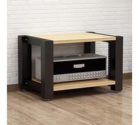 2.3.4 Tier AV Media Stand - Wooden Stereo Cabinet for CD/DVD Players, Game Consoles & TV Boxes - Stylish Entertainment Storage Tower (Yellow, 40cm)