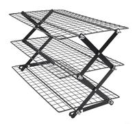 2/3/4-Tier Collapsible Cooling Rack for Baking - Folding Stackable Roasting Rack with Sturdy Iron Frame, Space-Saving Design for Cookies, Cakes, Muf(Three-Layer)