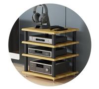 2/3/4-Tier HIFI Audio Cabinet, Multi-Layer Floor-Standing AV Shelf, Record Player Stand, Entertainment Media Unit, Black, 40 x 35 x 42cm (4-Tier)