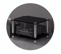 2/3/4-Tier HiFi Rack AV Shelf for Record Players & Audio Devices Shock-Absorbing Feet Stylish Black Cabinet Perfect for Home Theater 60x48x40cm (2-Tier)