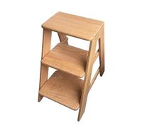 2/3/4 Tier Step Stool, Bamboo Stepladder Foot Stools for Kids And Adults, Multifunctional Household Step Ladder And Chair Display Rack Shoe Bench(3-TIERED)