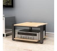 2/3/4 tier Wooden Audio Media Stand,Media Audio Tower Cabinet Rack for Entertainment,With Steel Pipe Bracket,DVD Player Game Cable Box Stereo Racks,Component Storage(Light Walnut,40cm/15.7in)