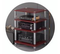2/3/4-Tiers HiFi Rack AV Shelf HIFI Stand Record Player Stand Devices Cabinet Audio Rack With Shock-absorbing Feet- Audio Video Components (Color : Rood, Size : 60 * 48 * 80cm(4Tier))
