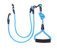 2/3/ 4 Way Dog Lead Coupler No Tangle 360°Swivel Rotation Nylon Braided Rope Dog Leash Dog Coupler Traction Rope Leads with Padded Handle for One, Two, Three Dogs Pet Walking Hiking