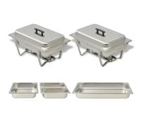 2/3/4x Chafing Dish Set Stainless Steel Lid Food Water Pan Stand Burner vidaXL