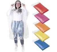 2/3/5 Pack Disposable Rain Ponchos for Women & Men,Adult Emergency Raincoats Waterproof Poncho with Drawstring Hood & Elasticated Wrists,Suitable for Festivals, Camping & Everyday Commute (2, Orange)
