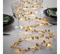 2/3/5M LED Gold Color Leaves String Lights for Wedding Birthday Party Decoration Home Wall Decor Outdoor Garden Artificial Plant Vine Light (2m/78.7inch)