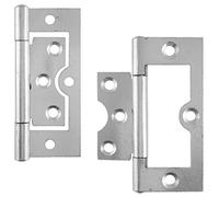 2.3/8" x 1.1/2" Inch - 60mm x 38mm x 1.1mm Easy Fit Button Head Flush Hinges 1 Pair (2 Hinges) Bright Zinc On Steel
