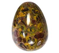 2.3" Ajooba Azubalite Fruit Jasper Egg Polished Natural Conglomerate Gemstone Fossil Crystal Mineral Specimen - India + Stand (1PC)