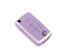 2 3 Buttons TPU Car Flip Key Case Cover For Citroen For Crosser C3 C4 For Picasso For Berlingo(Purple,3 BTN)