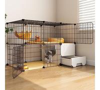 2/3 Cat Cages Indoor Large, with Closed Cat Litter Box, Cat Enclosure, for 1-2 Cats, Ferret, Chinchilla,Small Animals (Style2 111x49x73)