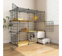 2/3 Cat Cages Indoor Large, with Closed Cat Litter Box, Cat Enclosure, for 1-2 Cats, Ferret, Chinchilla,Small Animals (Style2 111x49x109)