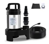 2/3 HP Submersible Water Pump Stainless Steel Sewage Pump Automatic Timer 5500GPH Sump Pump for Garden Watering Basement Outdoor Drain