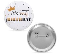2.3 Inch White Gold Happy Birthdays Button, Round Its My Birthday Badge Pin, Its My Birthday Pin, Birthdays Button Cute Badge for Women Men Party Decorations