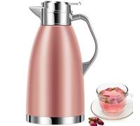 2.3 Litre Stainless Steel Thermal Carafe,Double Wall Insulated Vacuum Jug,Coffee Pot with Press Button Top 24 Hrs Heat Cold Retention for Coffee Milk Tea Beverage Juice(Pink)