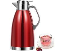 2.3 Litre Stainless Steel Thermal Carafe,Double Wall Insulated Vacuum Jug,Coffee Pot with Press Button Top 24 Hrs Heat Cold Retention for Coffee Milk Tea Beverage Juice(Gules)