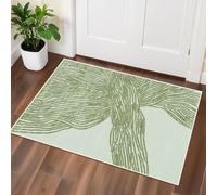 2×3 Modern Doormat Small Rug,Washable Low Pile Area Rugs,Soft Contemporary Striped Carpet for Entryway Indoor,Hallway,Bathroom and Kitchen,Non Slip,Lines Green