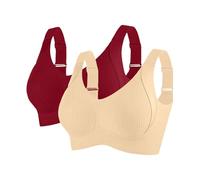 2/3 Pack Bras for Women Non Wired Seamless Wireless Push Up Bra Comfort Ribbed Plunge Bras Soft Support Full Coverage Everyday Bralettes with Adjustable Padded Regular and Plus Size