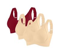 2/3 Pack Bras for Women Non Wired Seamless Wireless Push Up Bra Comfort Ribbed Plunge Bras Soft Support Full Coverage Everyday Bralettes with Adjustable Padded Regular and Plus Size