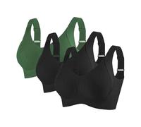 2/3 Pack Bras for Women Non Wired Seamless Wireless Push Up Bra Comfort Ribbed Plunge Bras Soft Support Full Coverage Everyday Bralettes with Adjustable Padded Regular and Plus Size