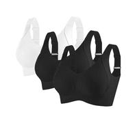 2/3 Pack Bras for Women Non Wired Seamless Wireless Push Up Bra Comfort Ribbed Plunge Bras Soft Support Full Coverage Everyday Bralettes with Adjustable Padded Regular and Plus Size