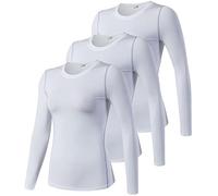 2/3 Pack Women's Long Sleeve Shirts UPF 50+ Sun Protection Compression Shirts Dry-Fit Athletic T-Shirts Gym Running Clothes, White 3pcs, M